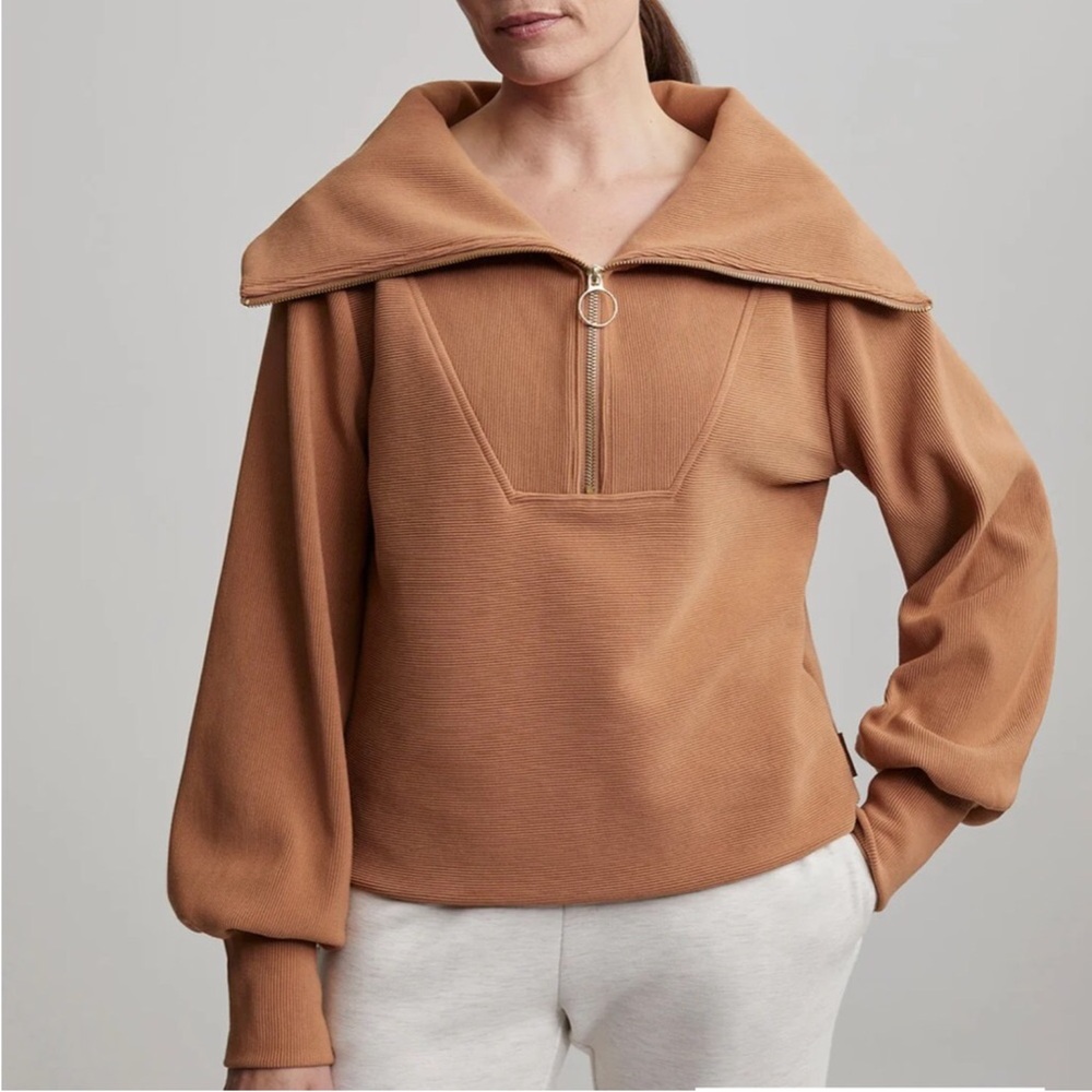 Varley Half Zip Ribbed Sweatshirt Rye - Picture 3 of 7